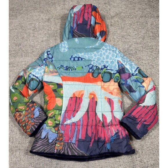 Claire Desjardins Jacket Womens XS Reversible Faux Fur Wearable Art Watercolor - Picture 9 of 15